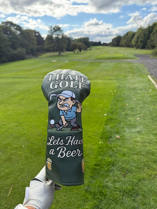 "I Hate Golf, Let's Have a Beer" Funny Golf Driver Headcover - Premium PU Leather
