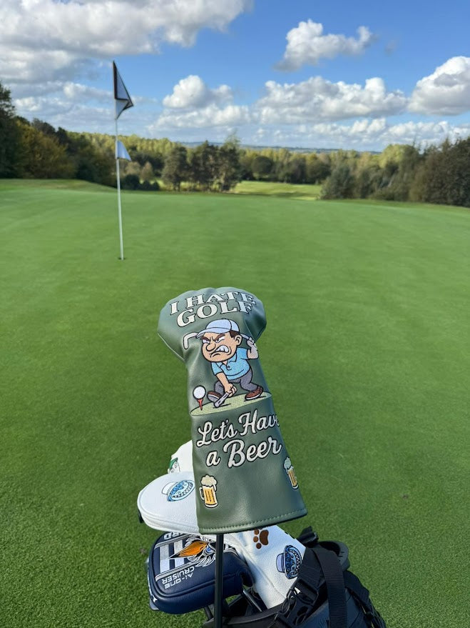 "I Hate Golf, Let's Have a Beer" Funny Golf Driver Headcover - Premium PU Leather